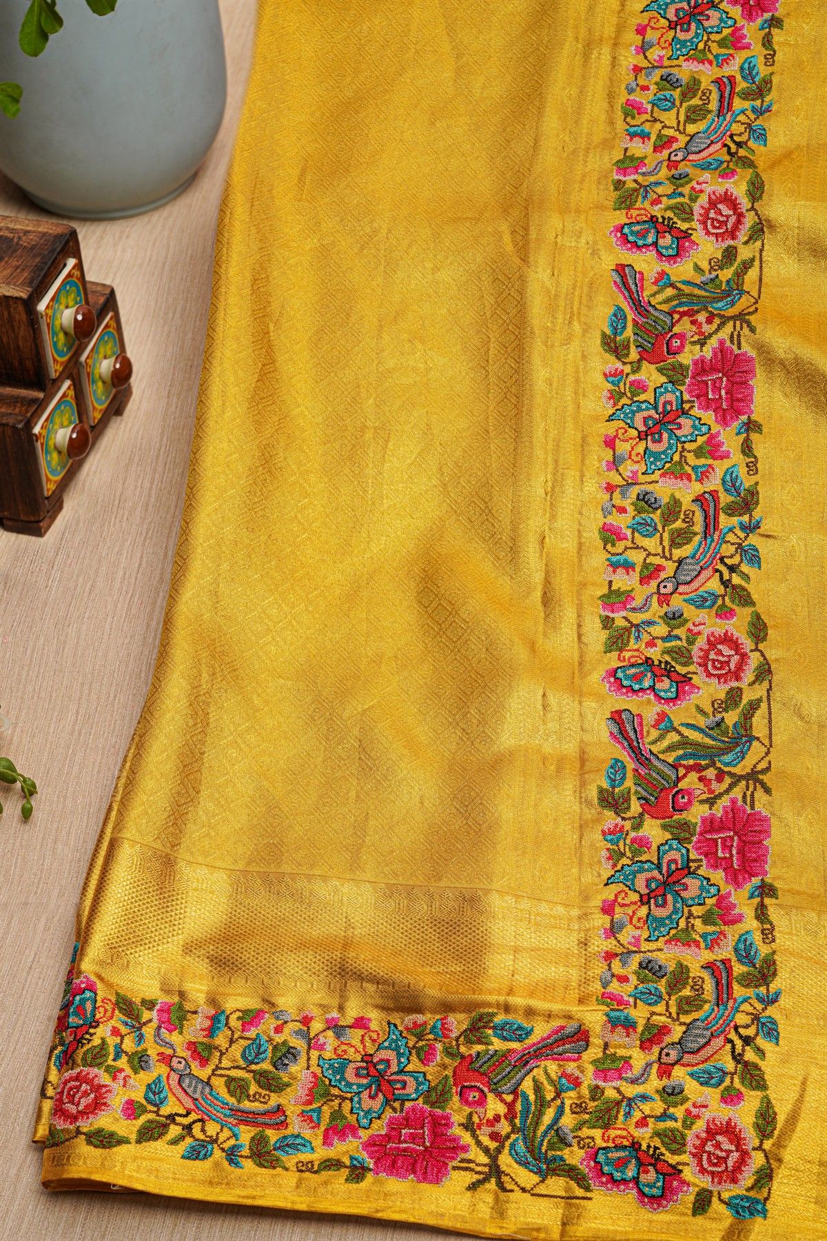 Fusion Tissue Gold Saree