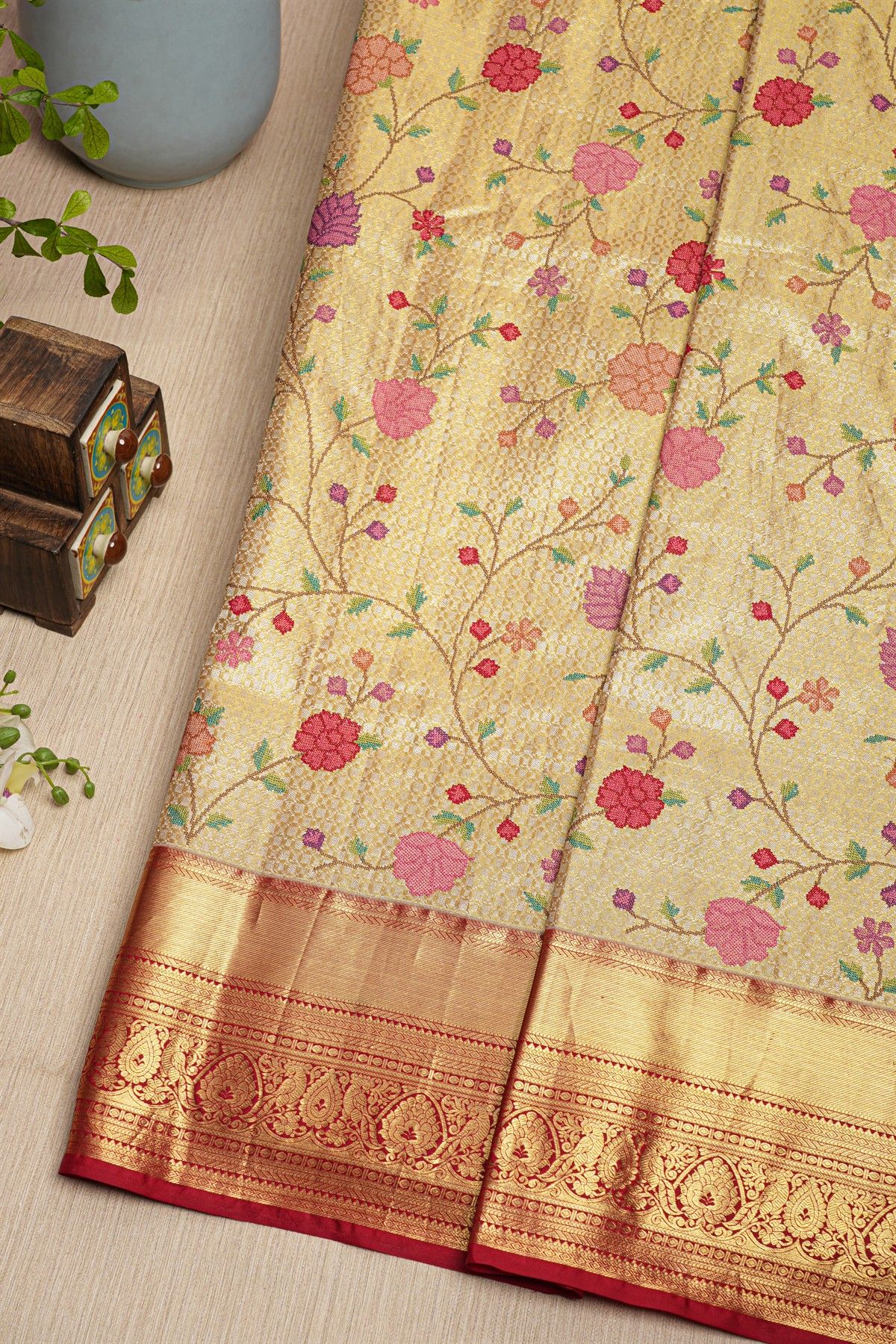 Fusion Tissue Gold Saree