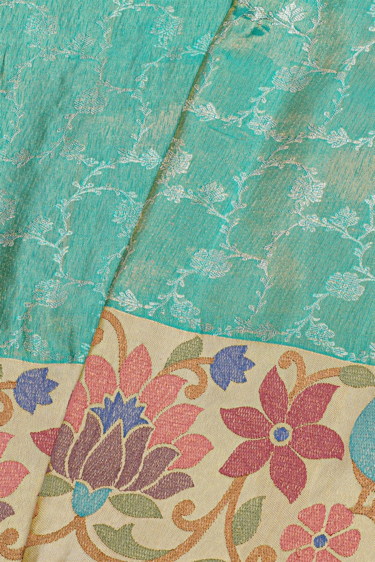 Fusion Silk Sky Blue Saree