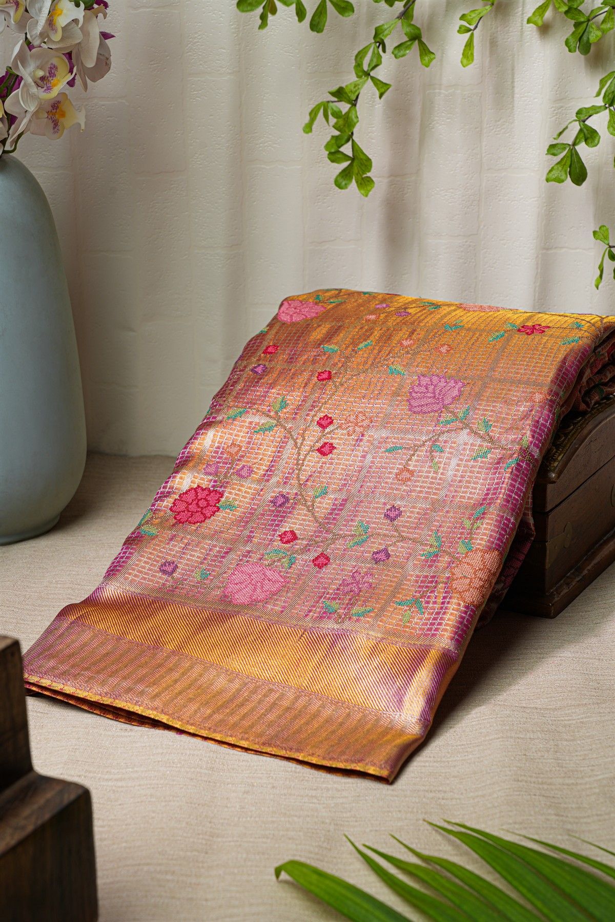 Fusion Tissue Dual Colour Saree