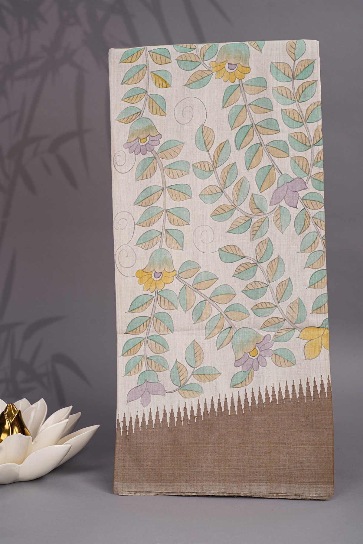 Designer Tussar Cream Saree