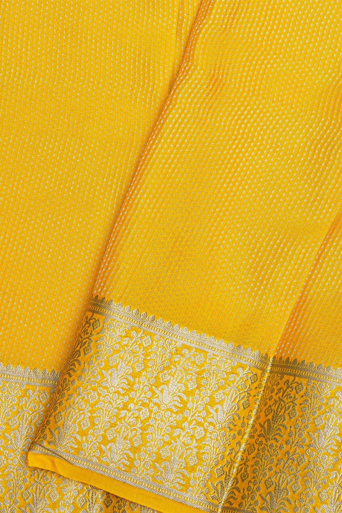 Mysore Crepe Yellow Saree