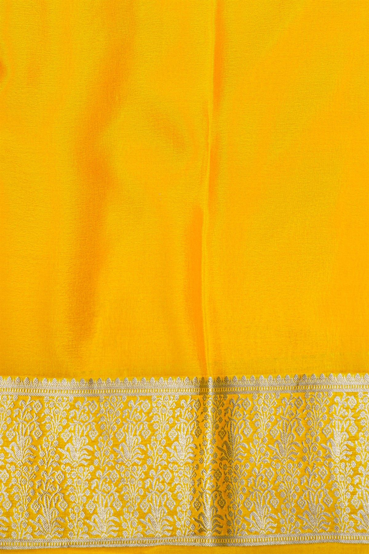 Mysore Crepe Yellow Saree