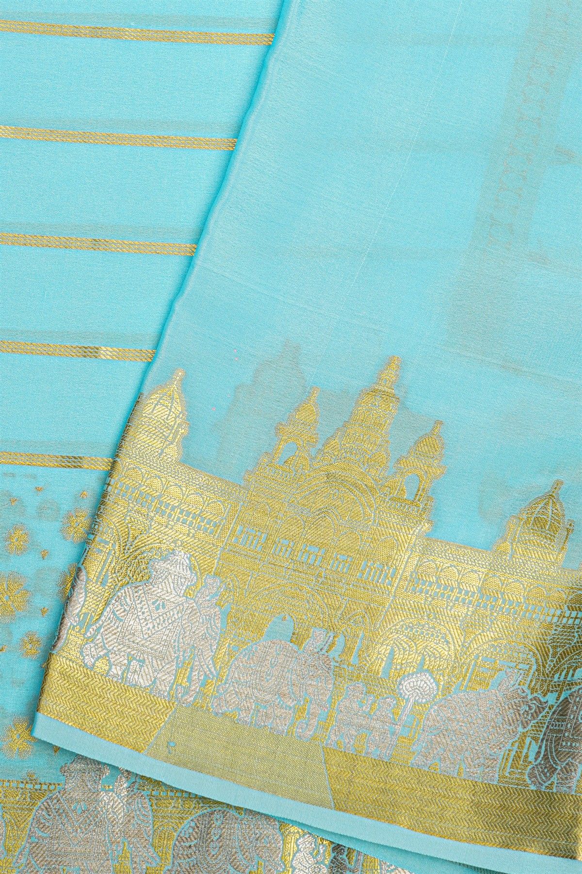 Mysore Crepe Sky Blue Saree