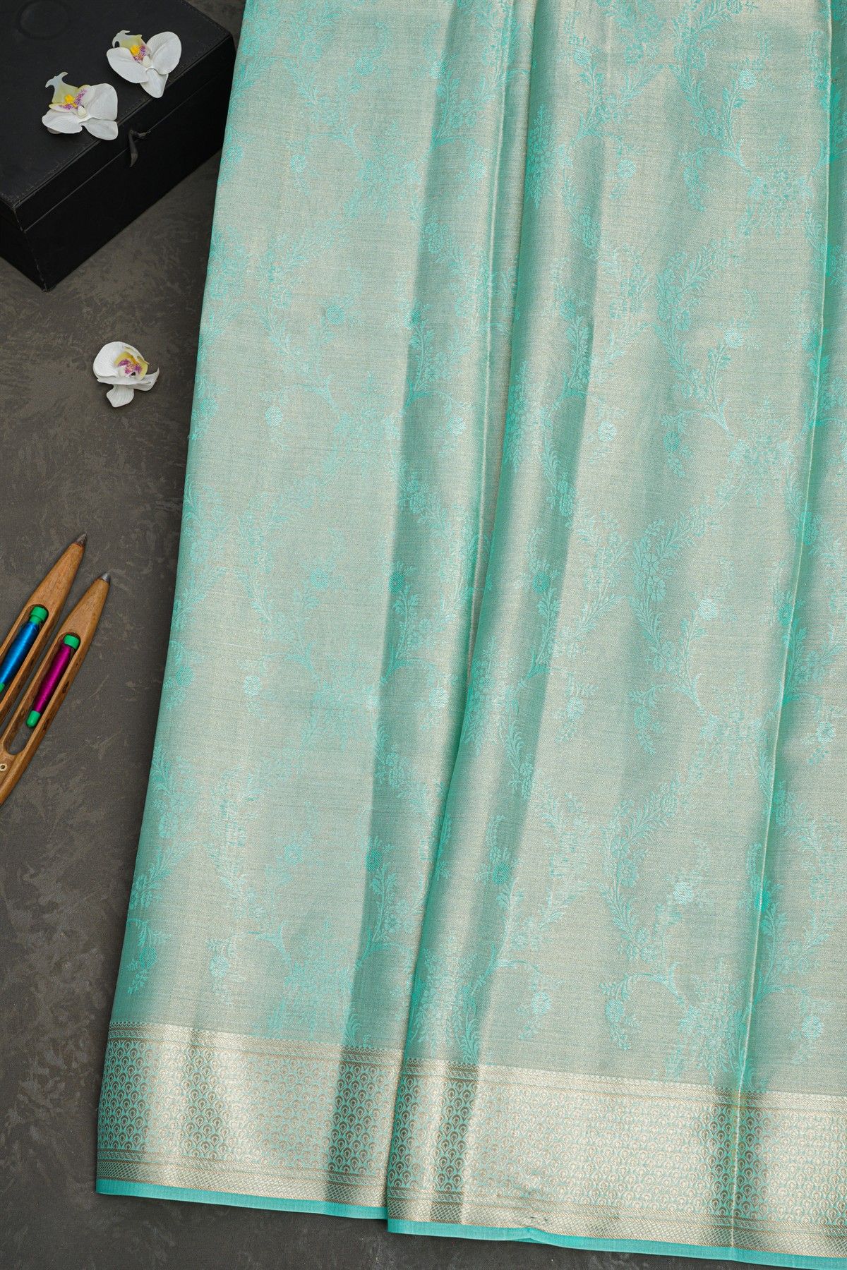 Mysore Crepe Sky Blue Saree