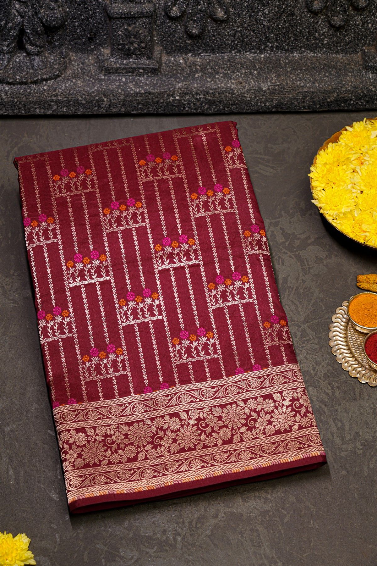Banarasi Silk Maroon Saree