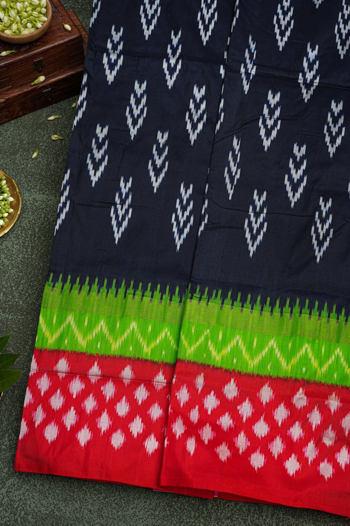 Ikat Silk Navy Blue Saree