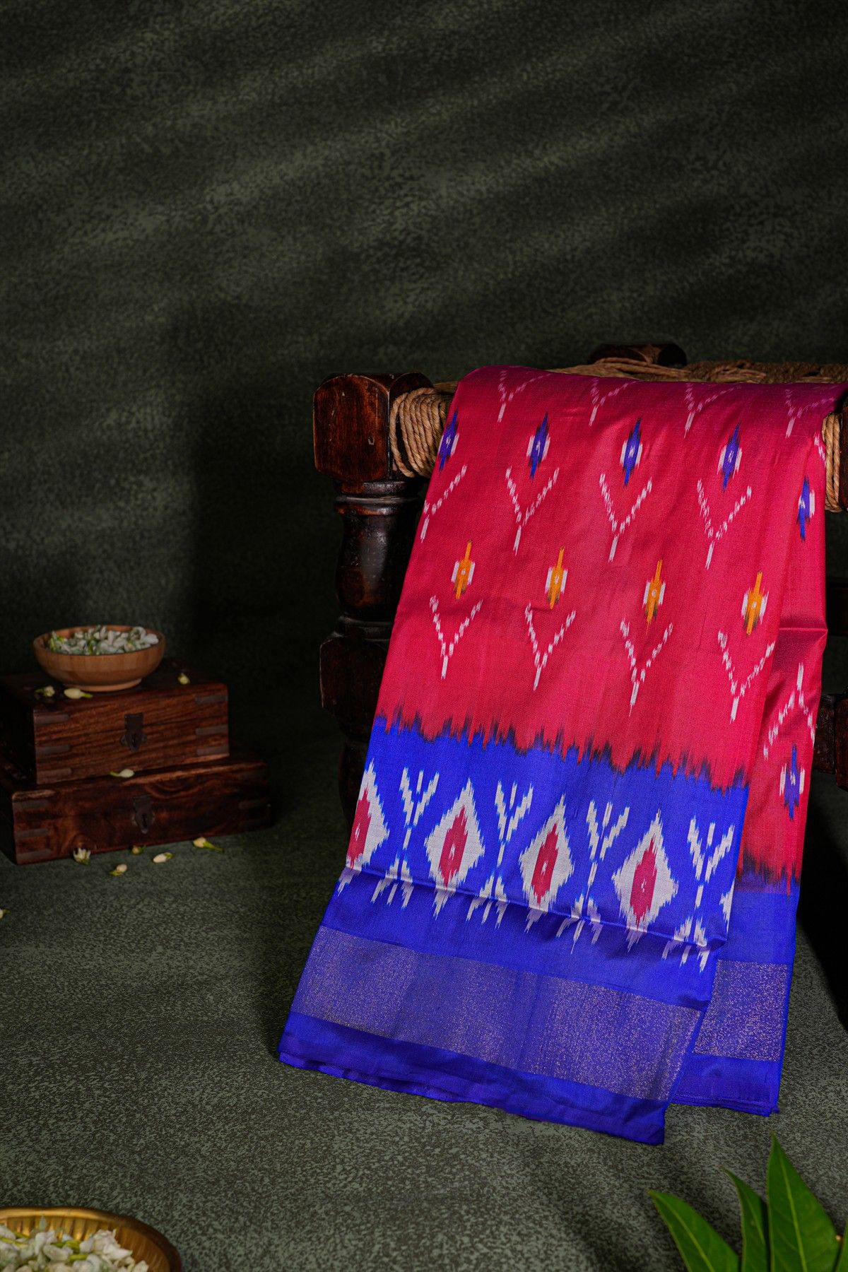 Ikat Silk Magenta Saree