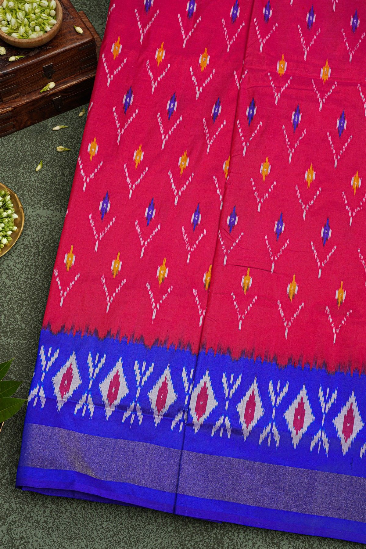 Ikat Silk Magenta Saree