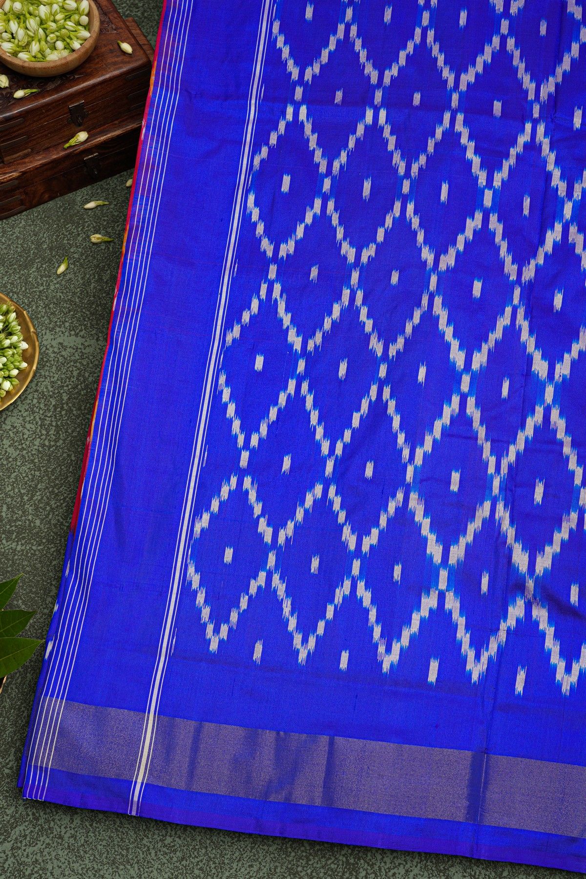 Ikat Silk Magenta Saree