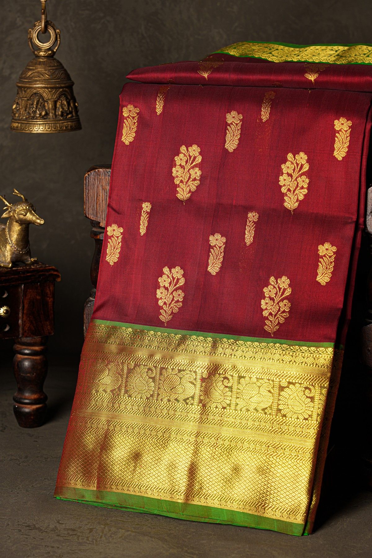 Venkatagiri Silk Maroon Saree