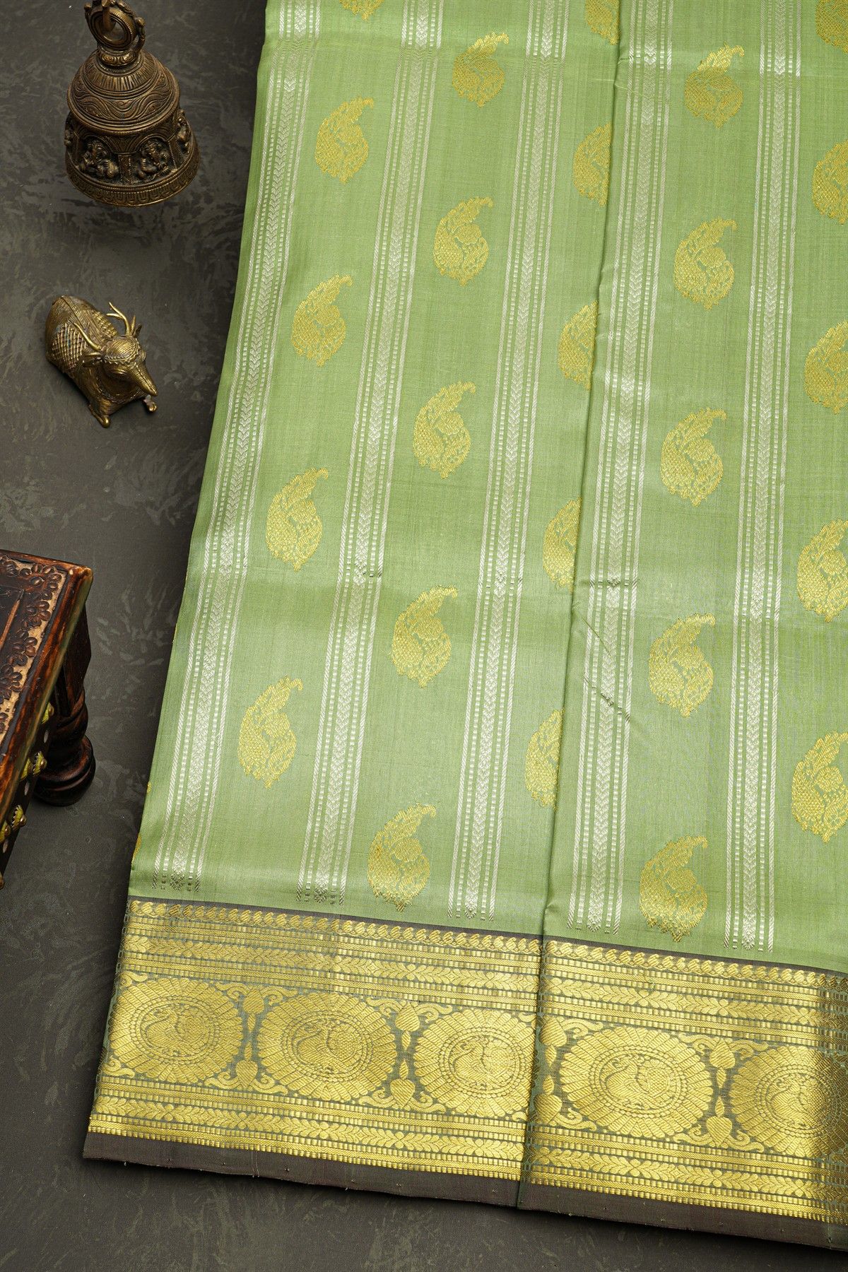 Venkatagiri Silk Pista Green Saree