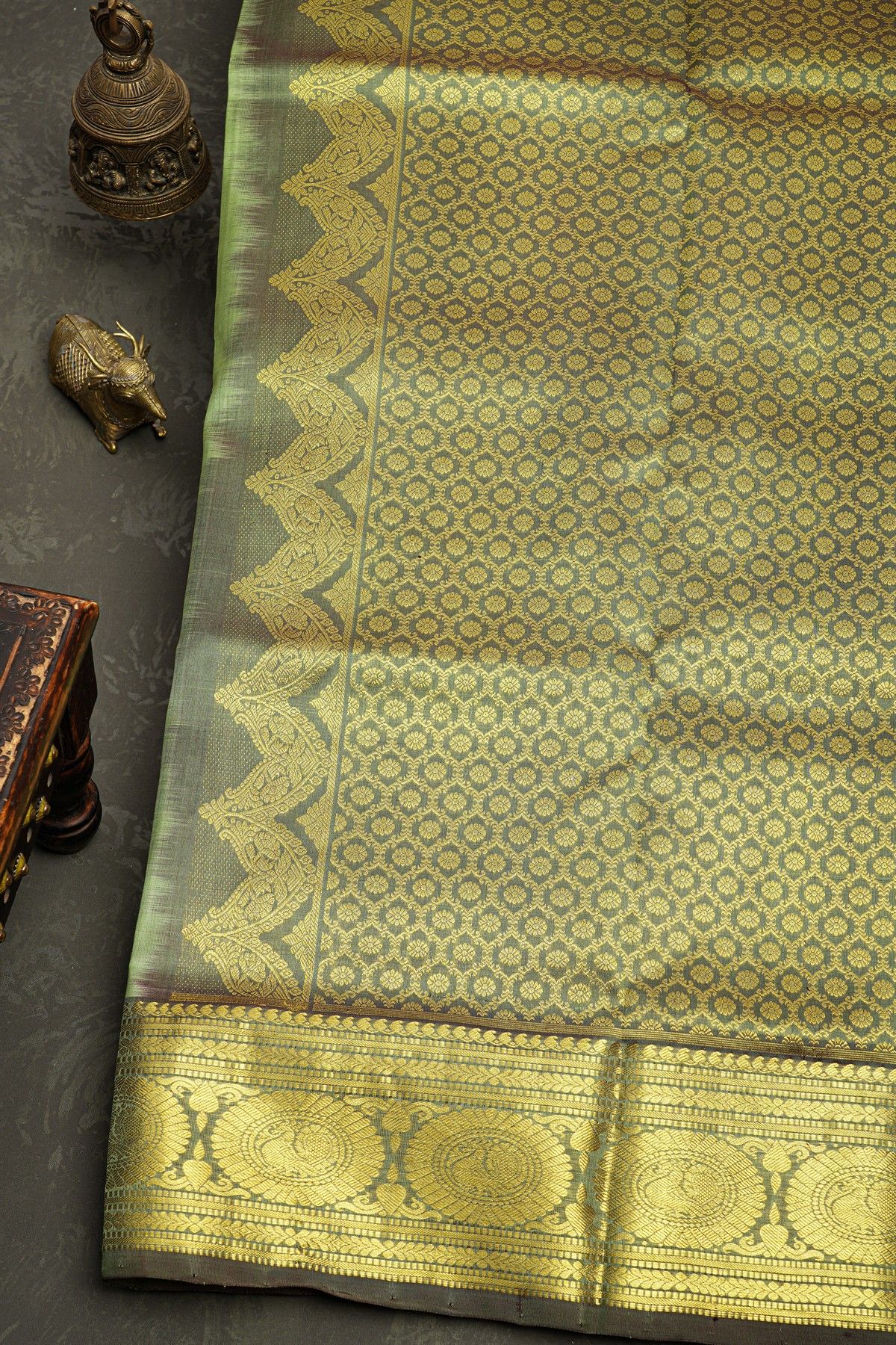 Venkatagiri Silk Pista Green Saree