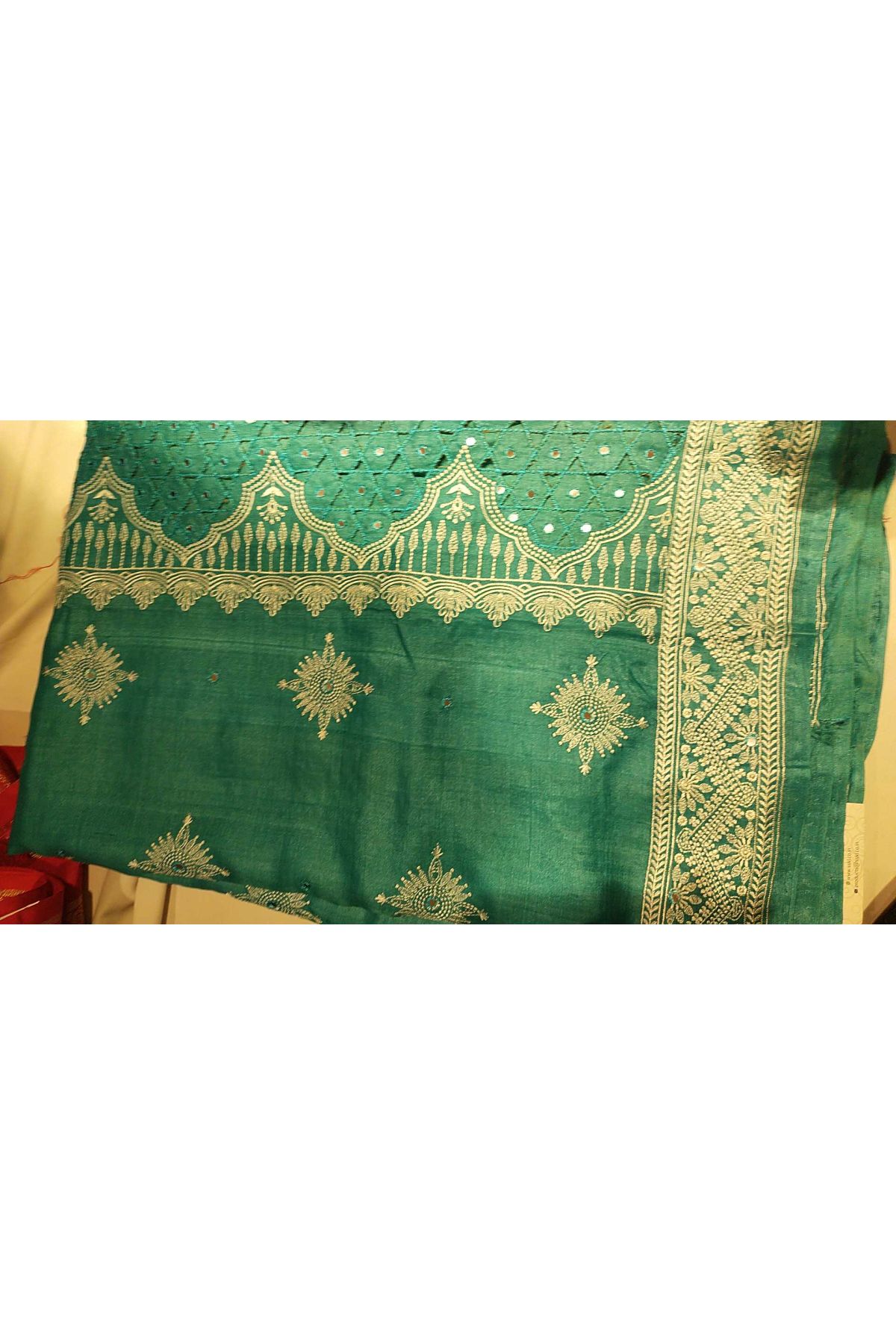 Designer Tussar Silk Sky Blue Saree