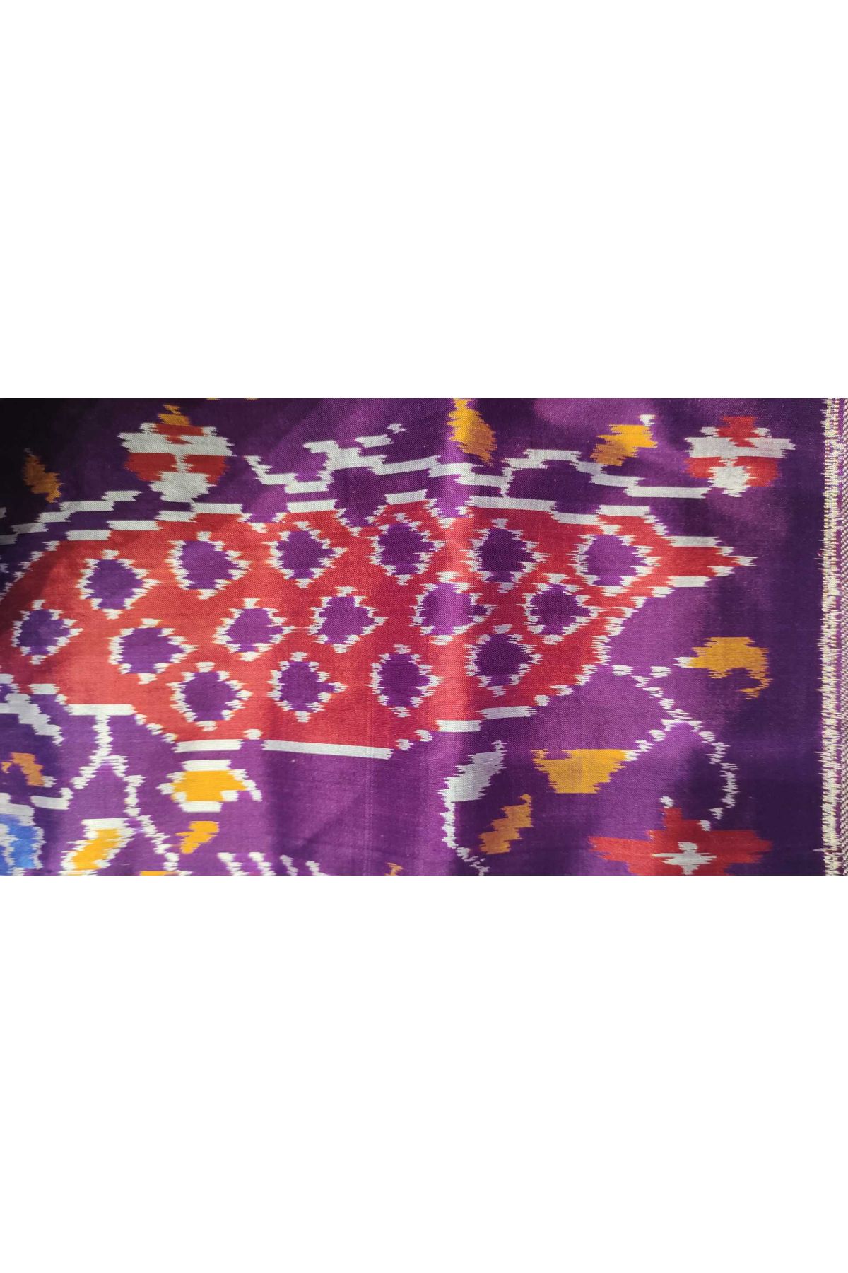 Ikat Silk Off White Saree