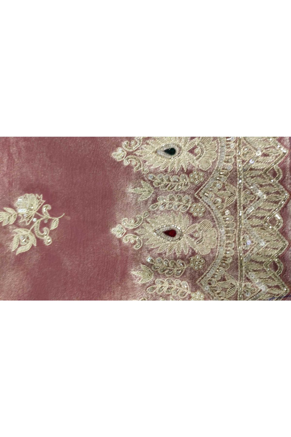 Fancy Tissue Pink Saree