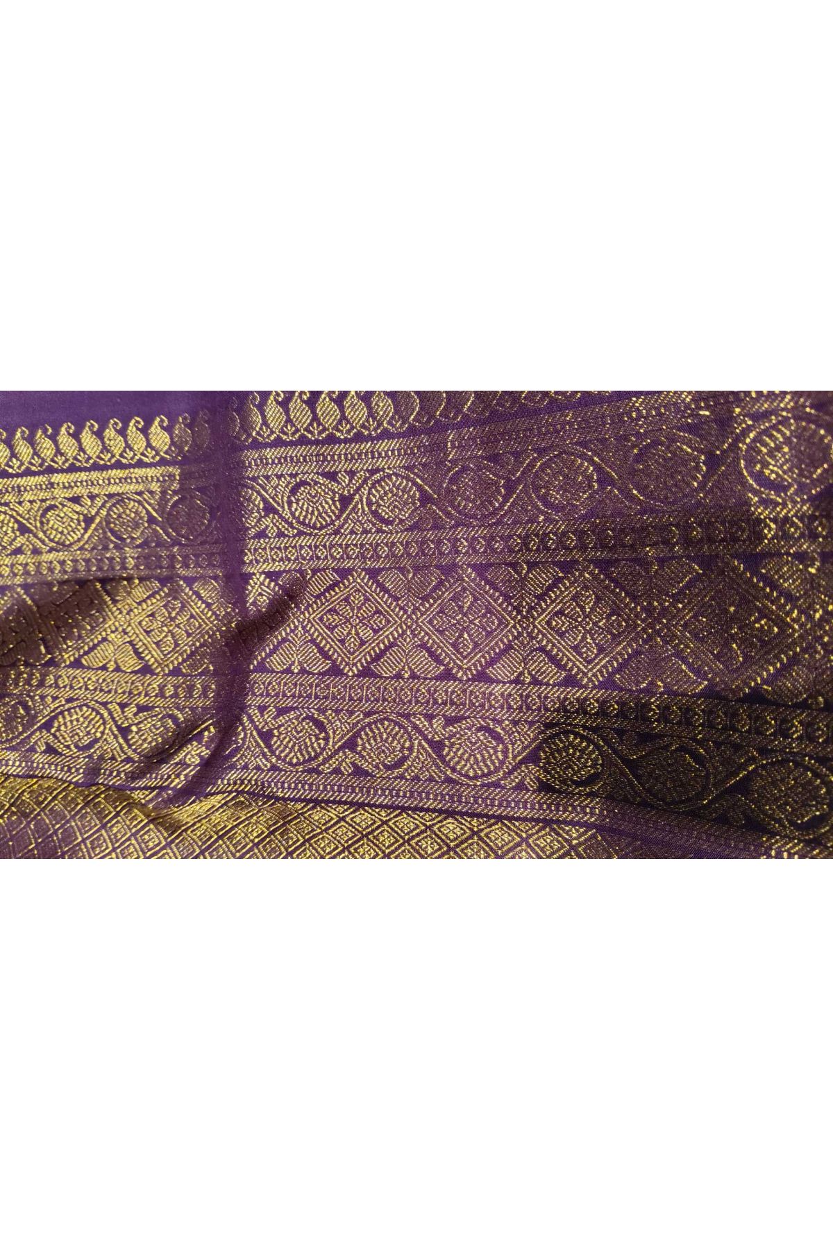 Kancheepuram Pure Silk Purple Saree With Florals And Birds Border