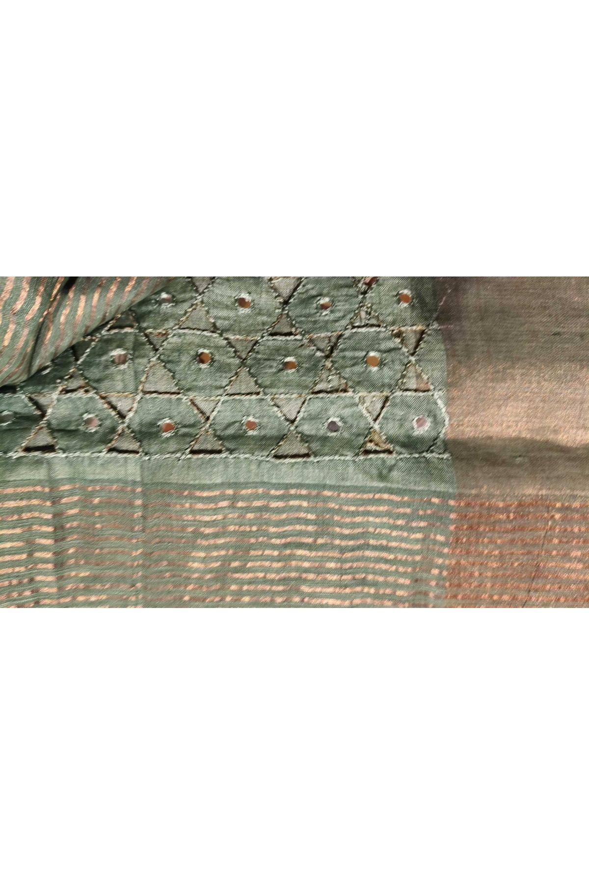Fancy Tussar Multi-Colour Saree With Kaddi Border