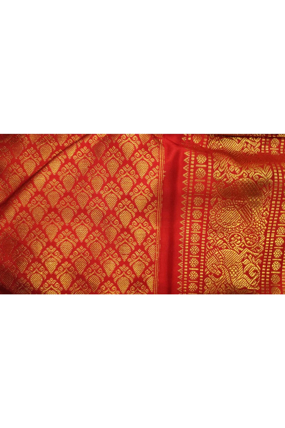 Pochampally Ikat Silk Royal Blue Saree With Floral And Peacock Border