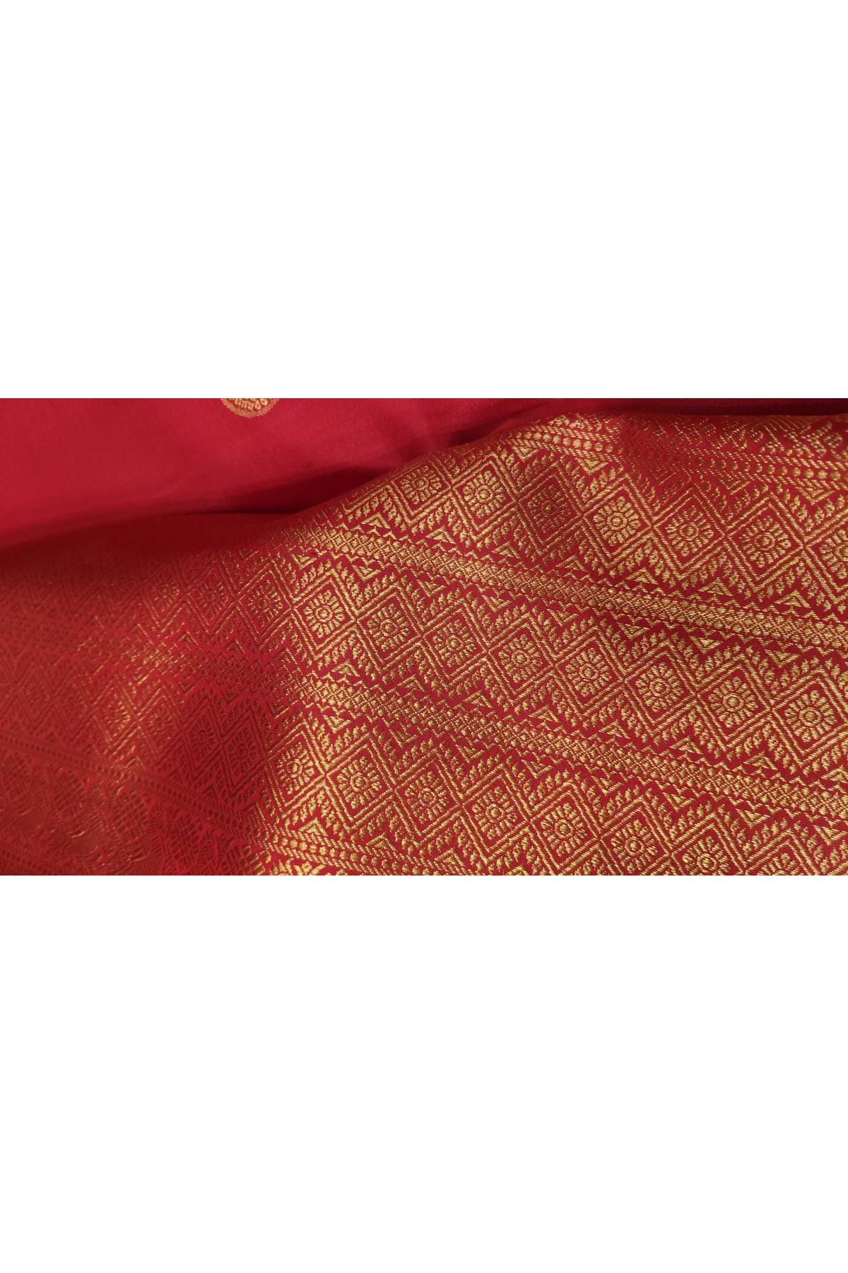 Kancheepuram Silk Red Saree With Self Turning Border