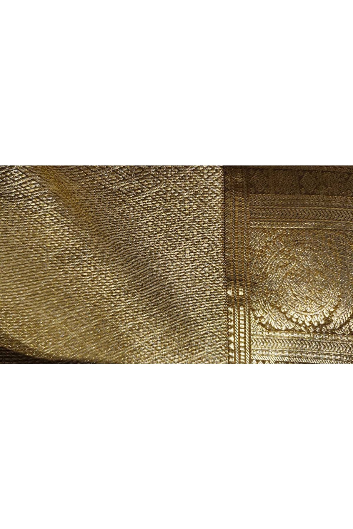 Kancheepruam Silk Black Colour Saree With Zari Checks Body Traditional Gap Border