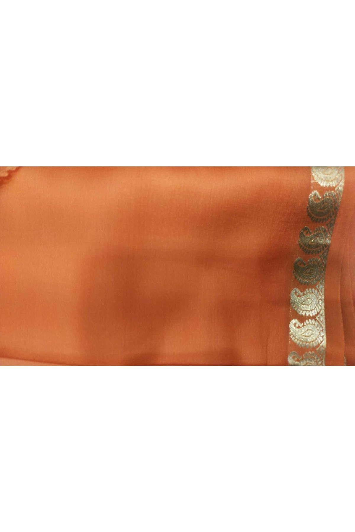 Mysore Crepe Orange Saree