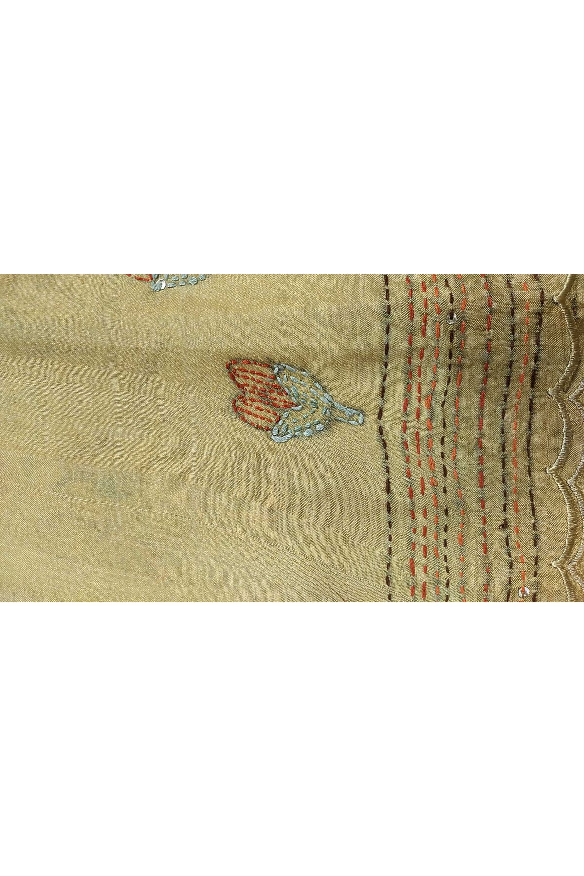 Fancy Tussar Yellow  Saree