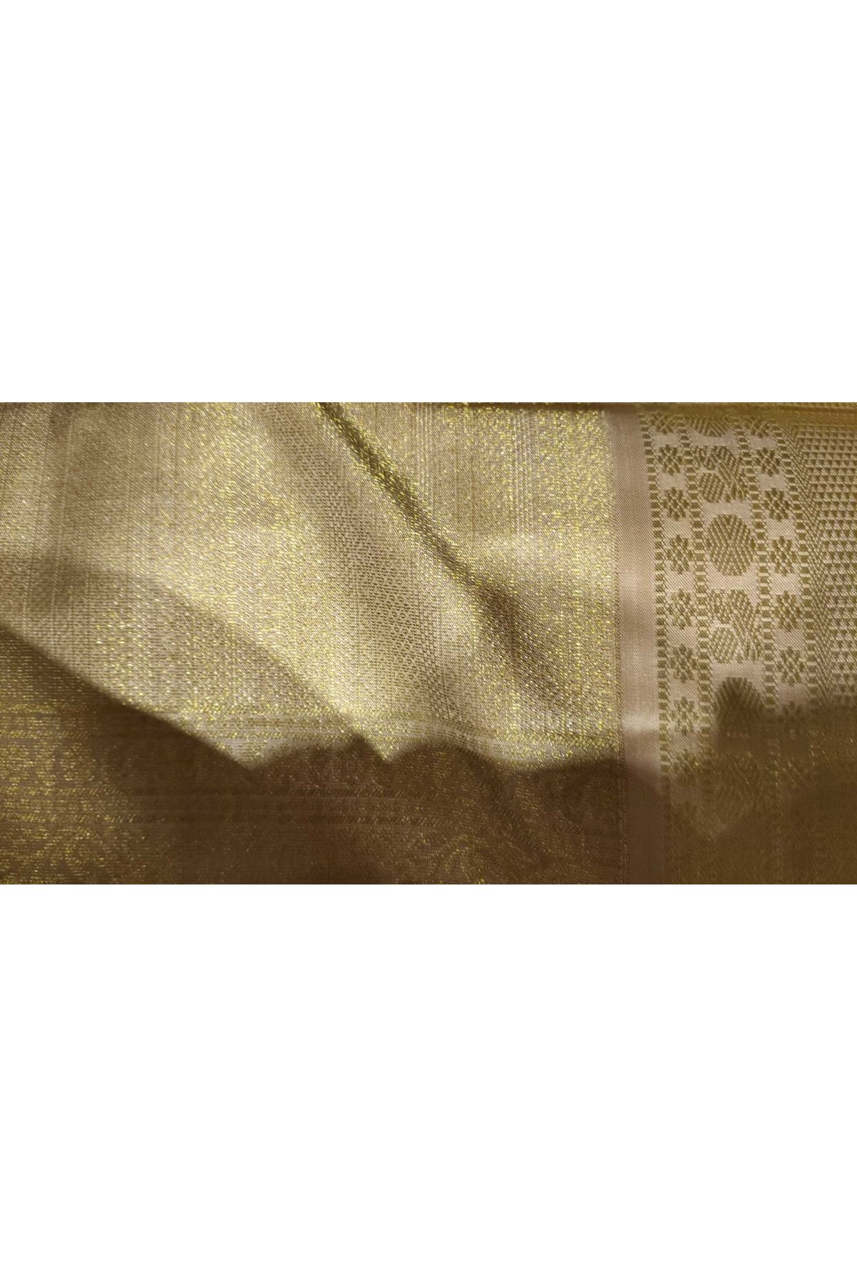 Kancheepuram Silk Teal Green Saree With Zari Buttis Body Contrast Border
