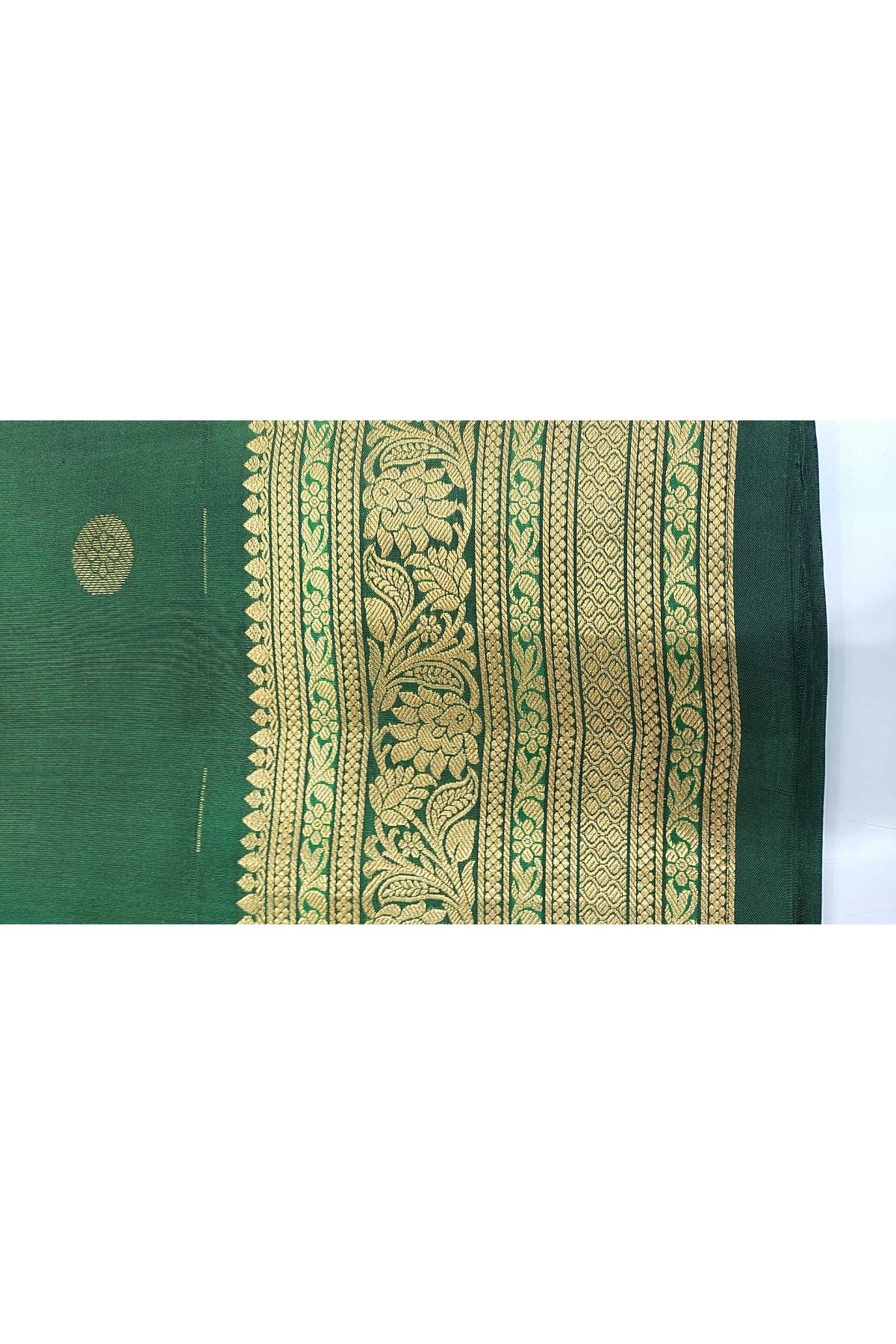 Gadwal Silk Bottle Green Saree