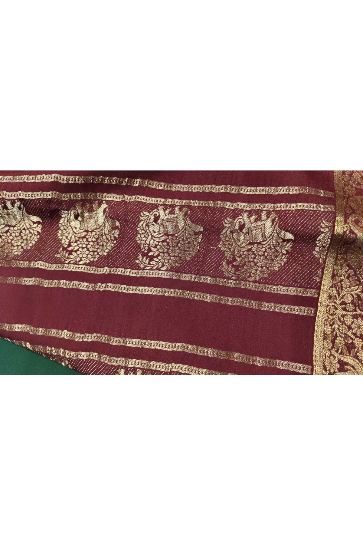 Mysore Crepe Bottle Green Saree
