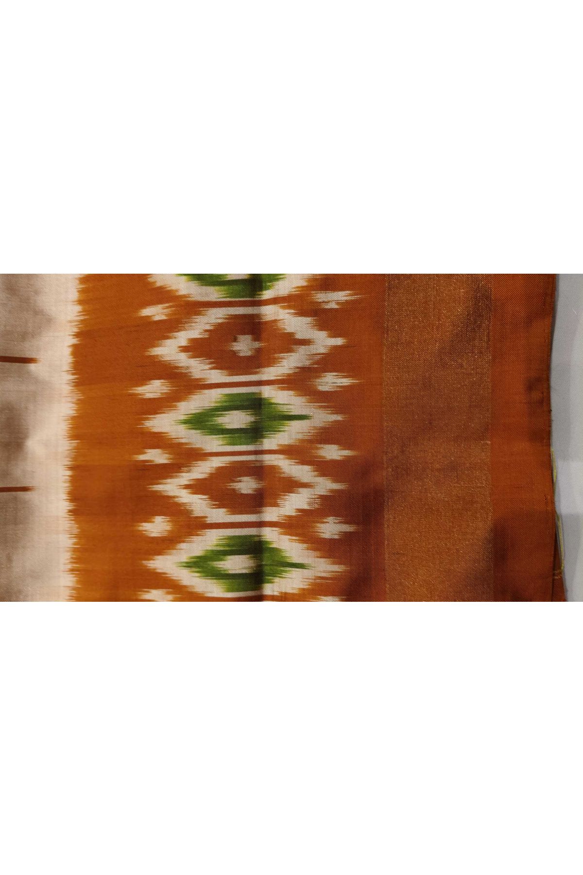 Ikat Silk Cream Saree