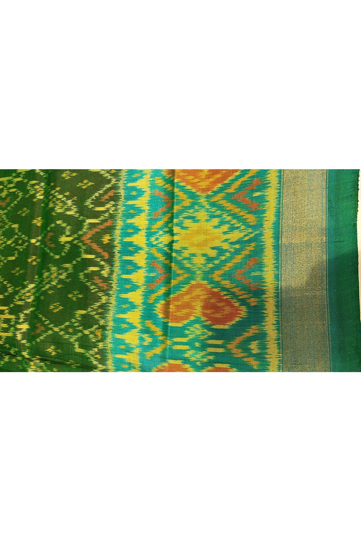 Patola Silk Bottle Green Saree