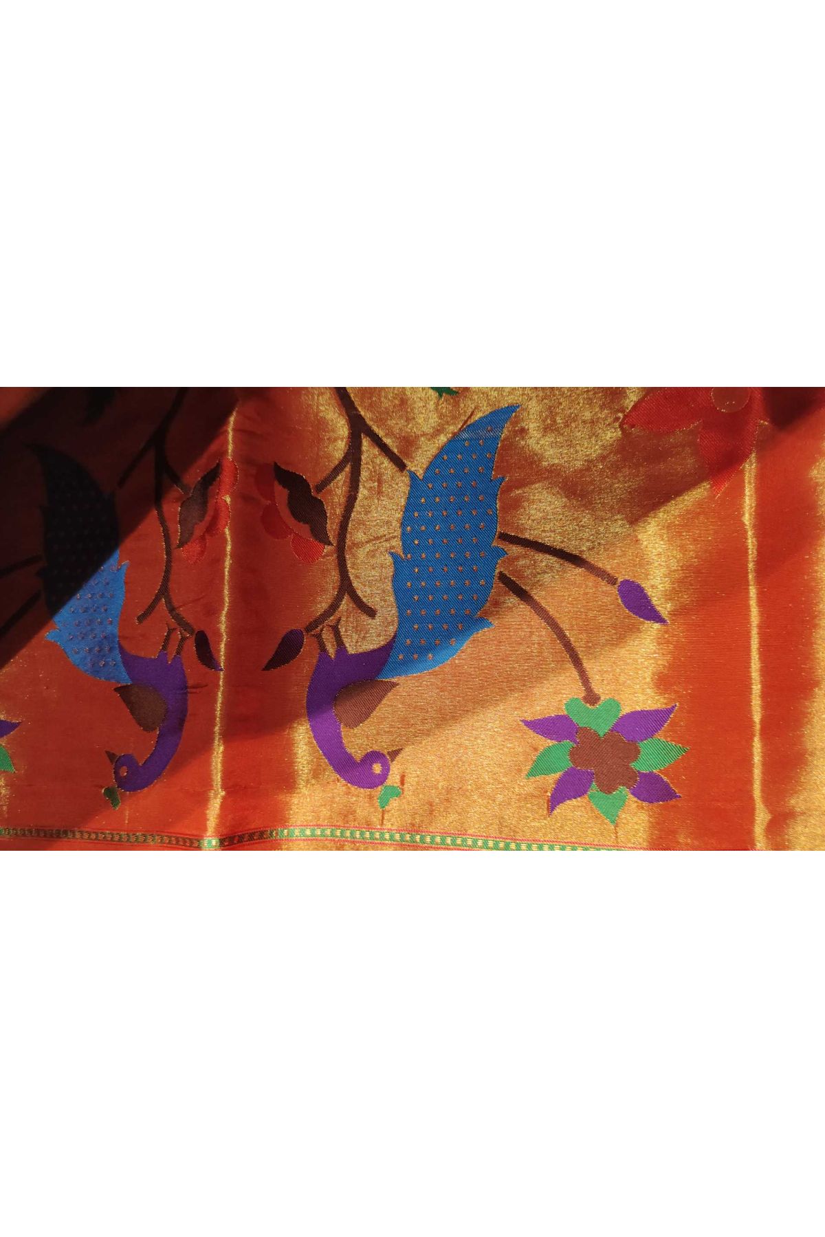 Narayanpet Silk Dark Maroon Saree With Muniya Buttis Border