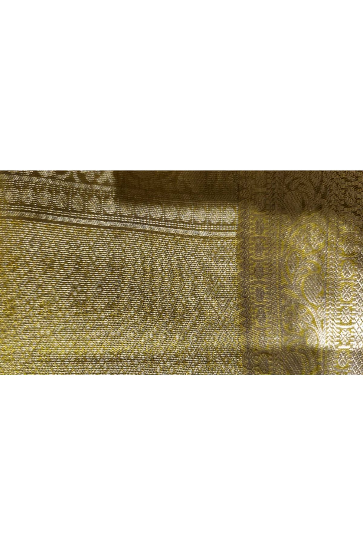 Kancheepuram Silk Purple Saree CHecks Body And Yellow Border