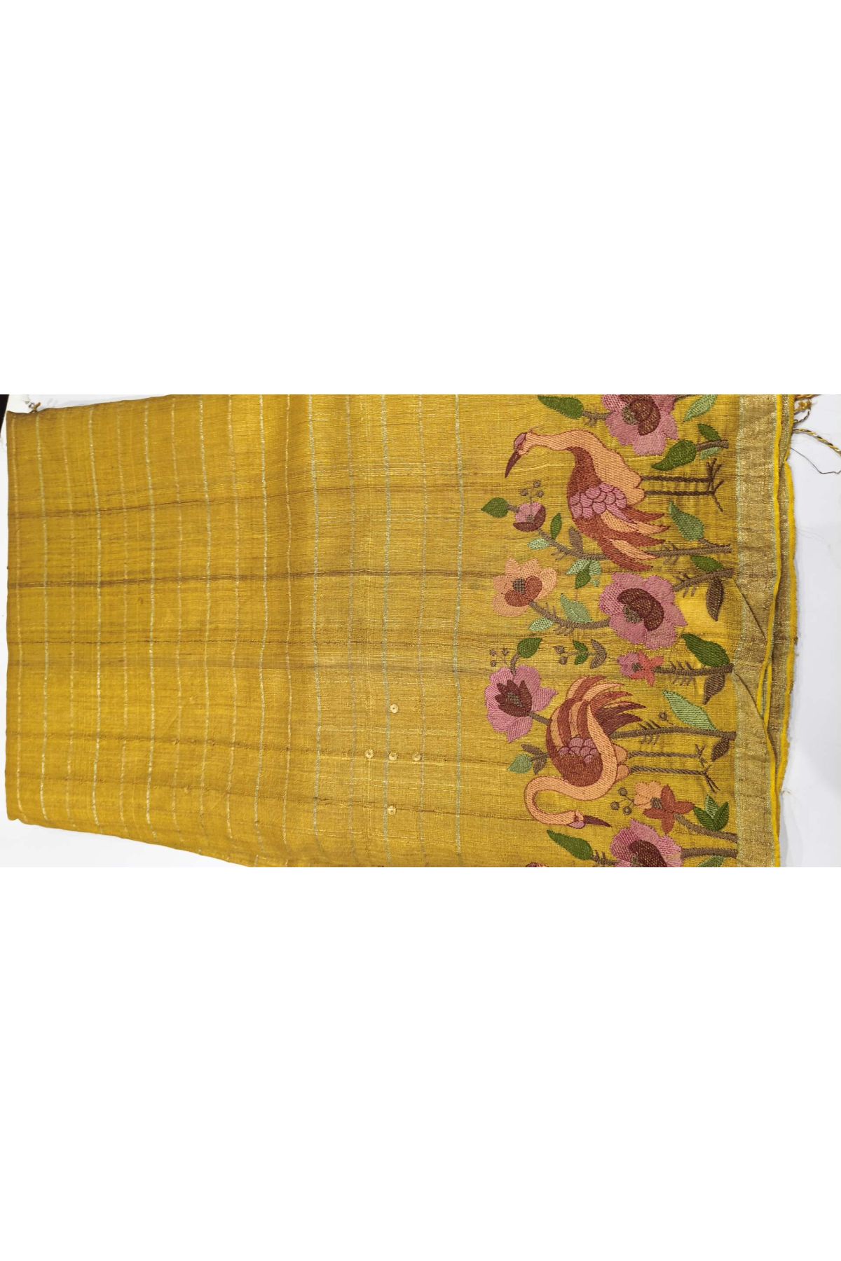 Designer Tussar Mustard Saree