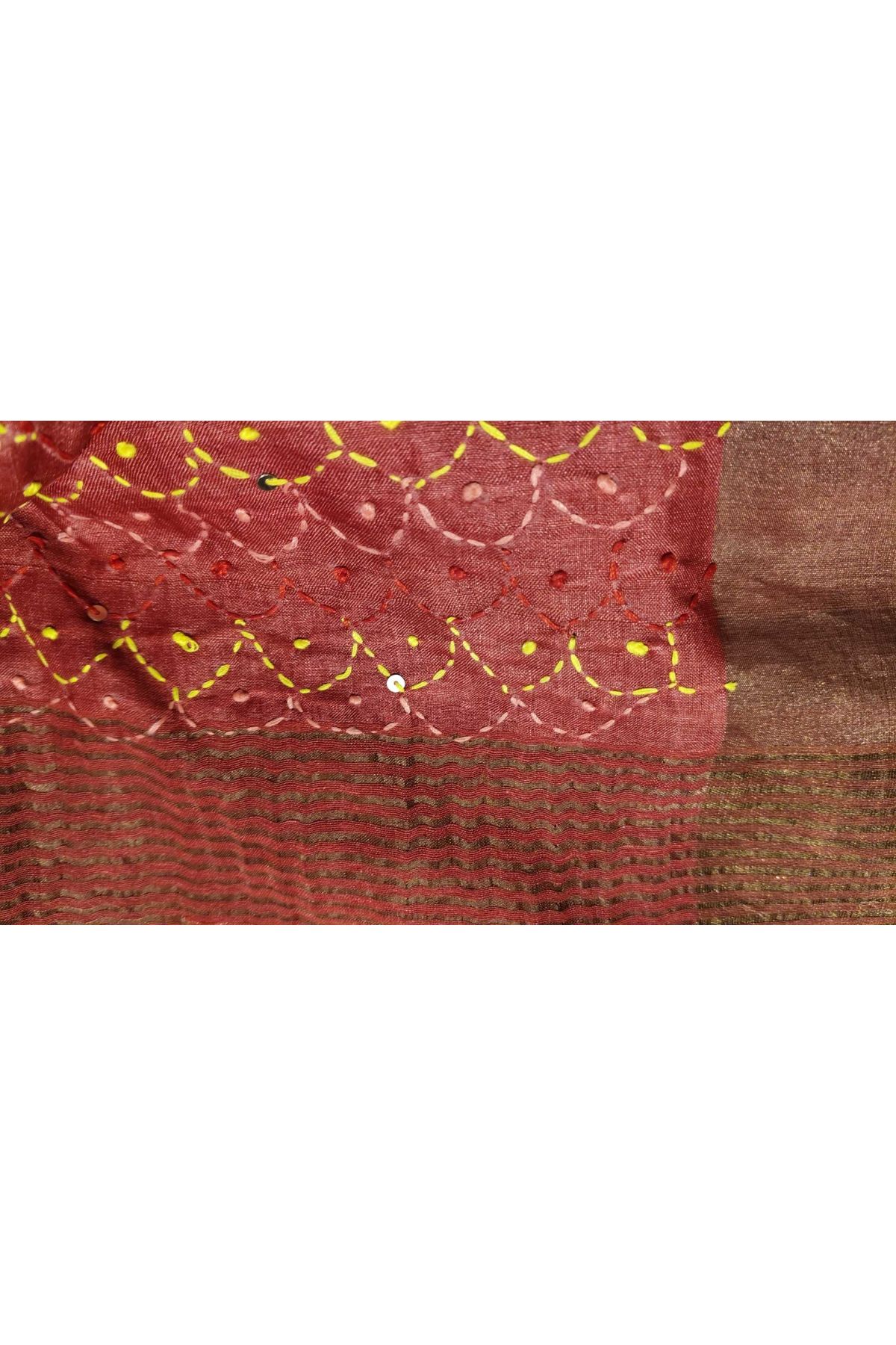 Fancy Tussar Dual Colour Saree With Kaddi Border