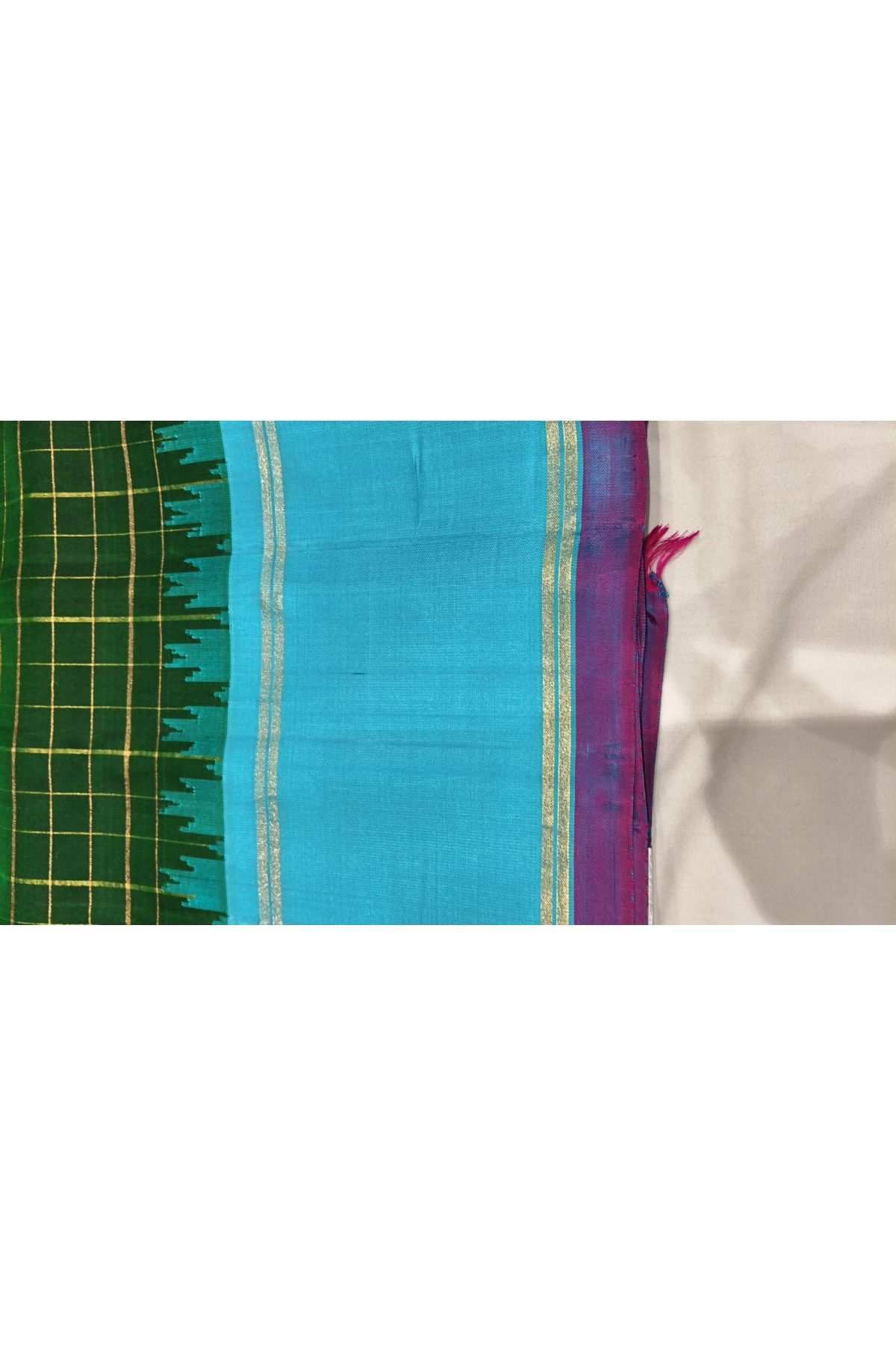 Gadwal Silk Bottle Green saree