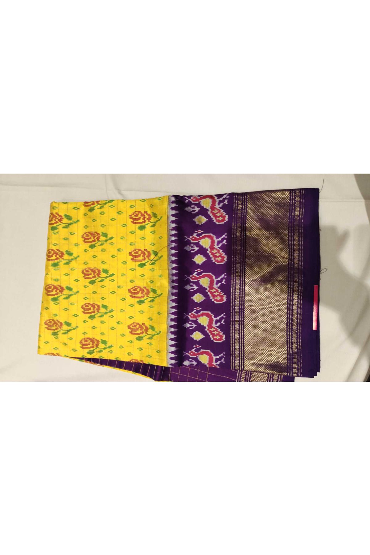 Ikat Silk Yellow Saree