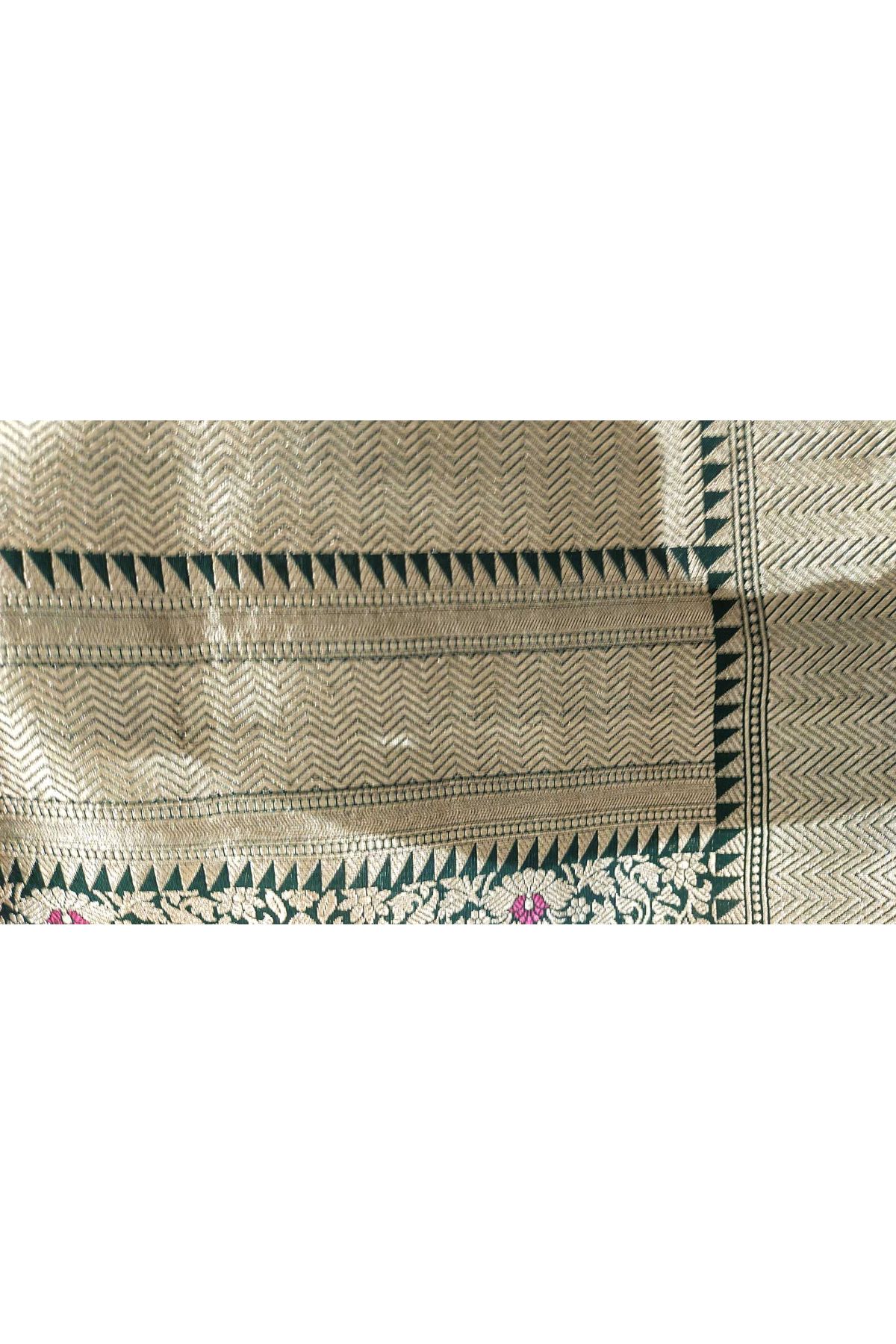 Banarasi Silk Bottle Green Saree