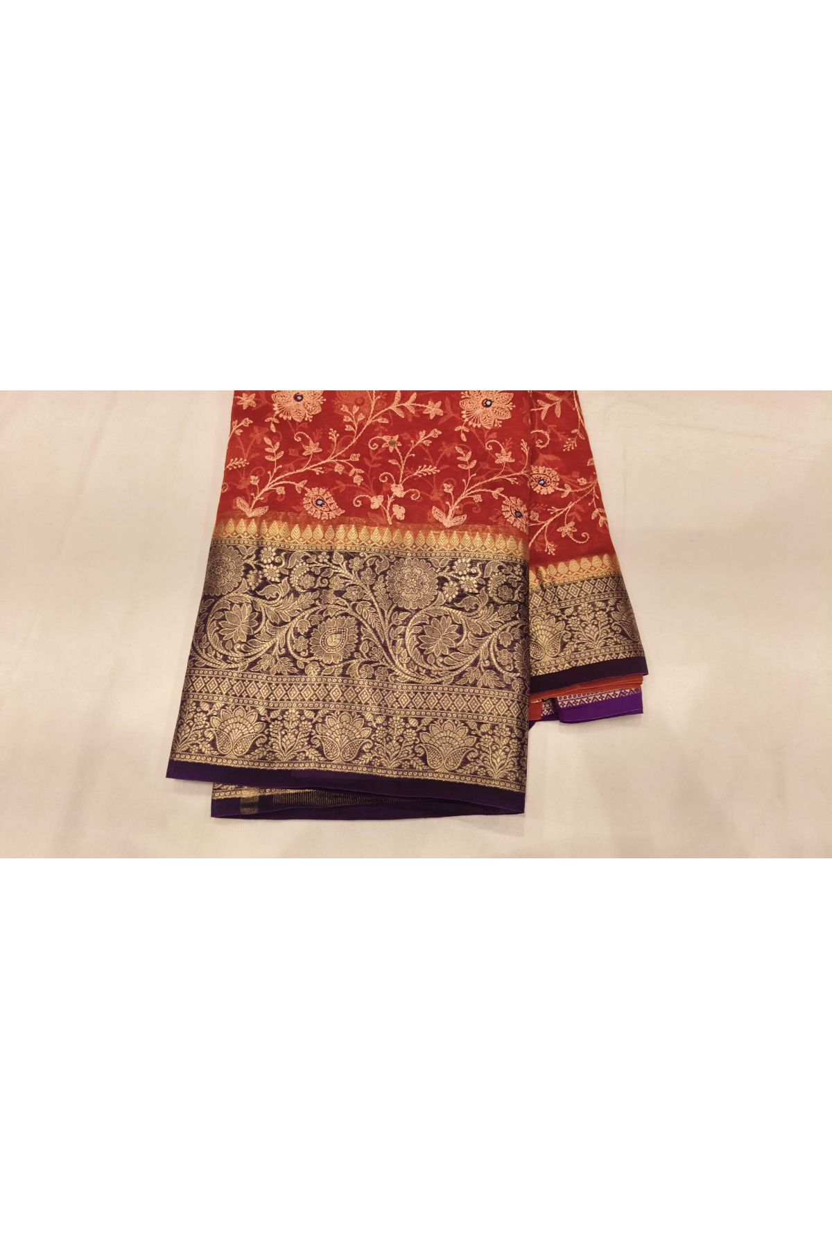 Fancy Organza Red Saree