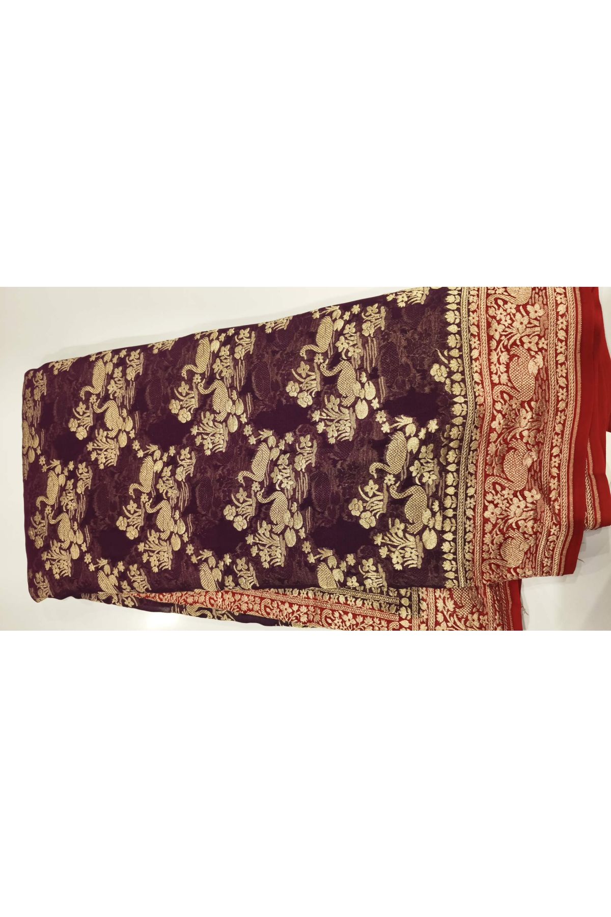 Kaddi Georgette Wine Saree