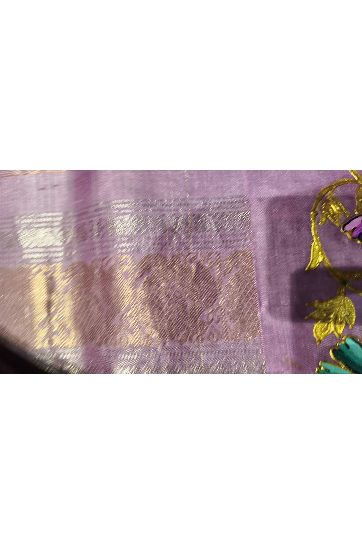 Gadwal Silk Violet Saree With Tanjore Hand Painted Border