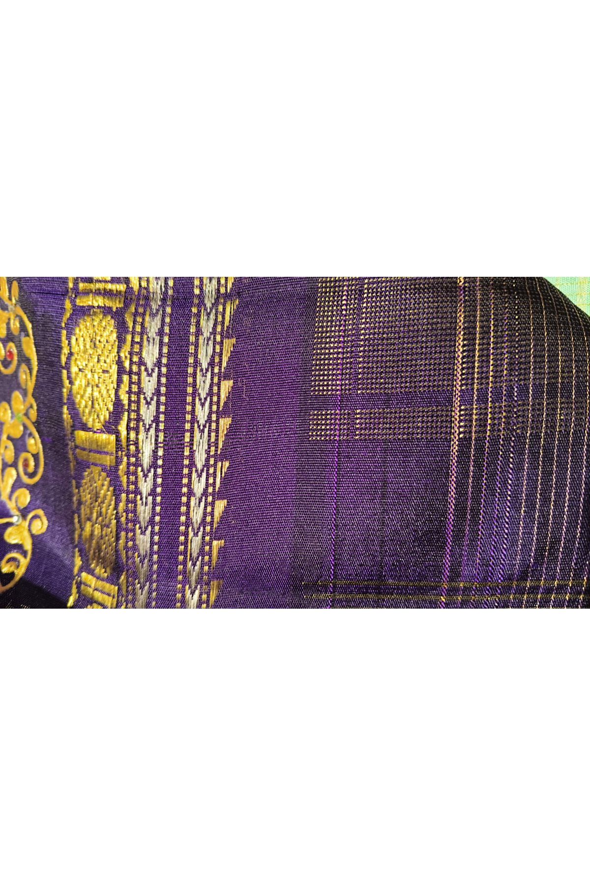 Gadwal Silk Mint Green Saree With Tanjore Hand Painted Border