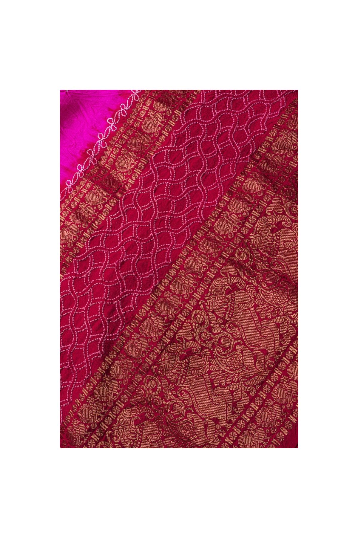 Kanchi Bandhani Silk Hot Pink Saree