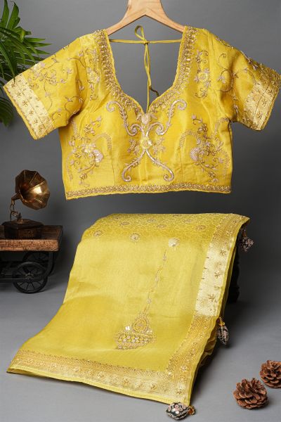 Designer Tissue Yellow Saree
