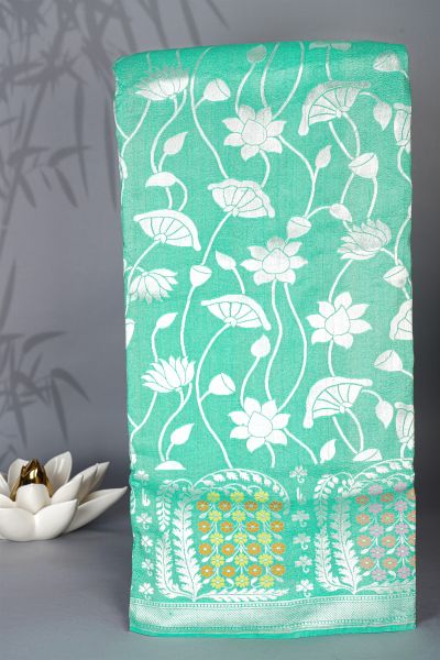 Fancy Tussar Georgette Sea Green Saree