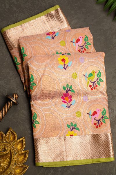 Zari Kota Tissue Cream Saree
