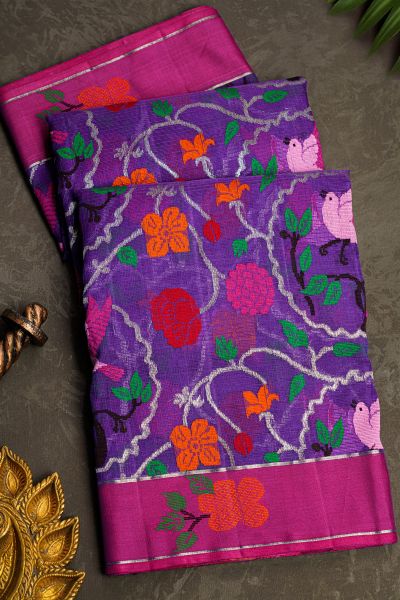 Zari Kota Purple Saree