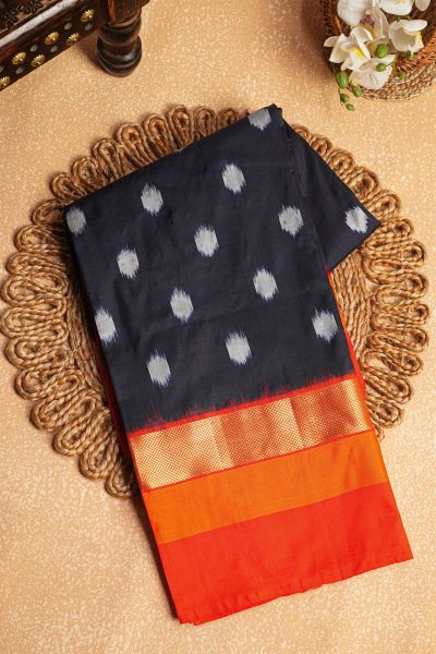Ikat Silk Navy Blue Saree