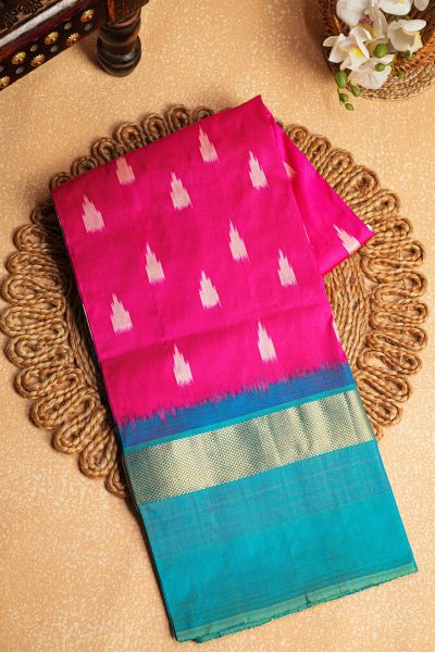 Ikat Silk Pink Saree